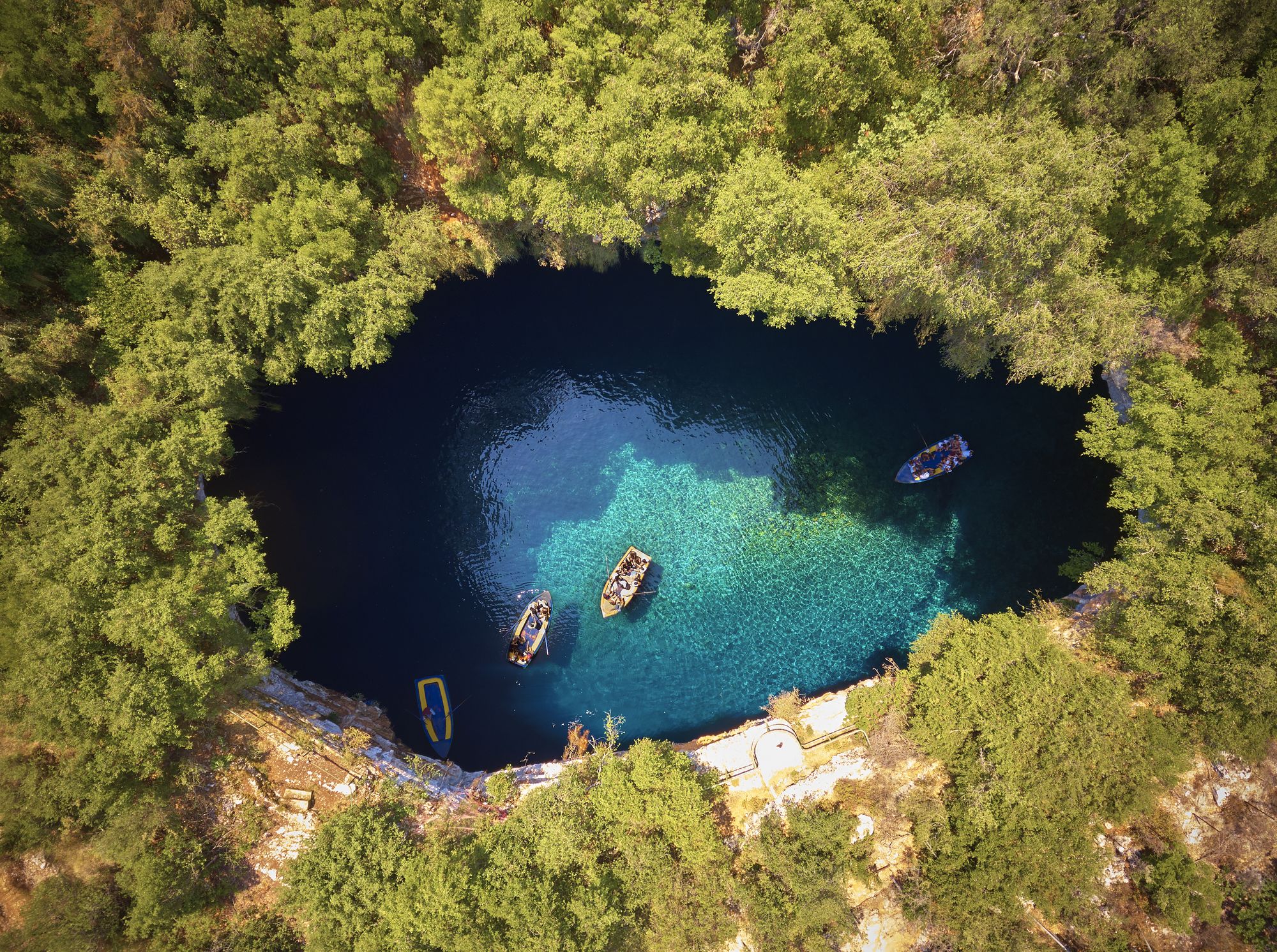 Aerial view of the Melissani Cave