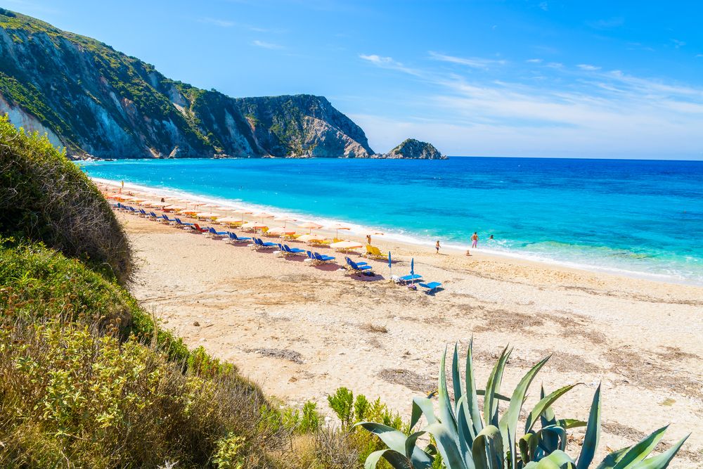 Tanning chairs at Petani Beach