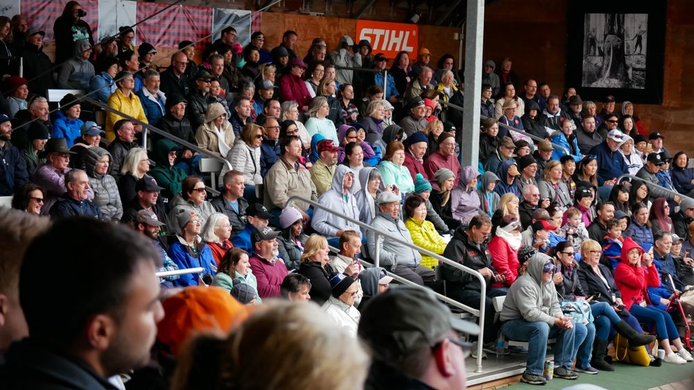 The audience watching the Great Alaskan Lumberjack Show