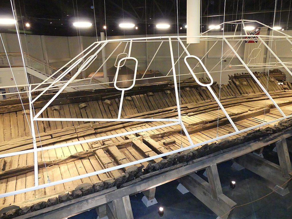 Side view of the CSS Neuse model in CSS Neuse Civil War Interpretive Center