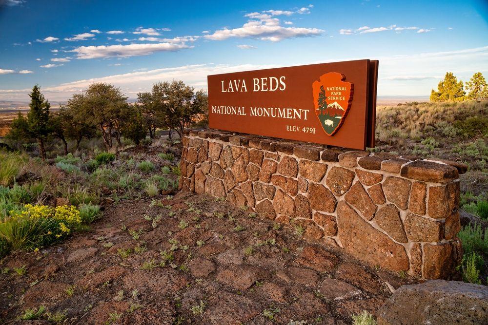Name sign of Lava Beds National Monument