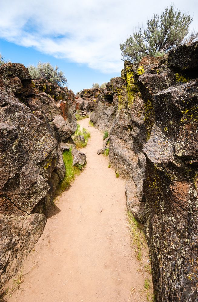 Narrow trail in Lava Beds National Monument