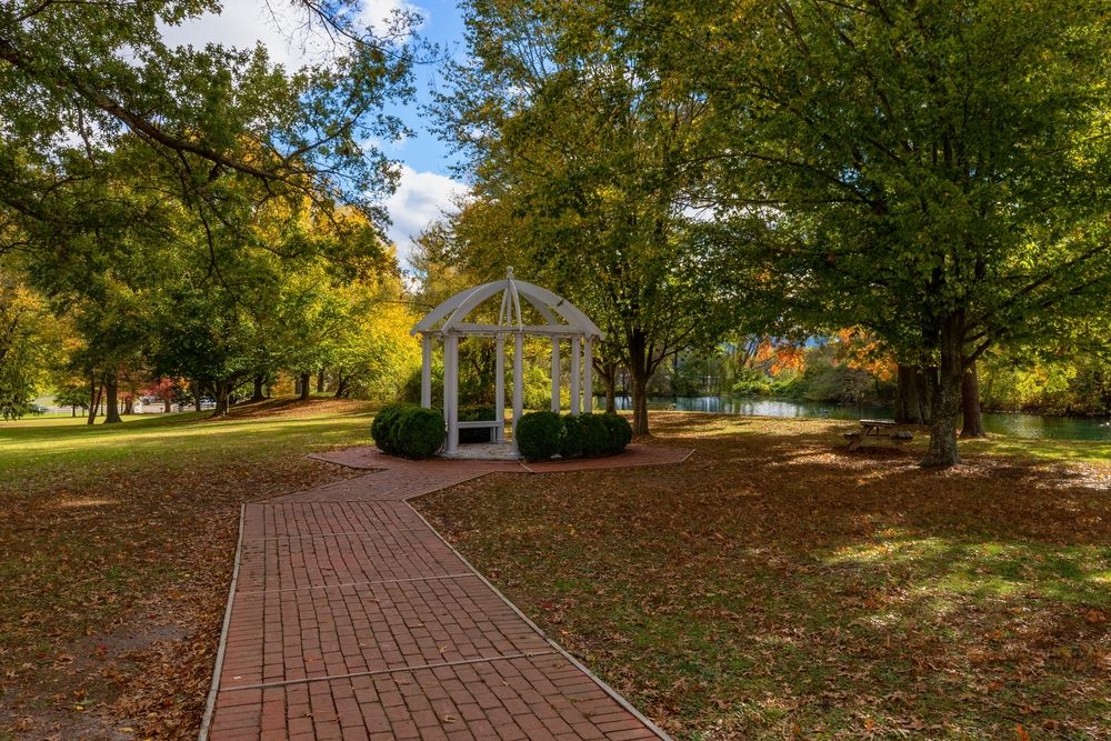 A gazebo on the grounds of Allandale Mansion