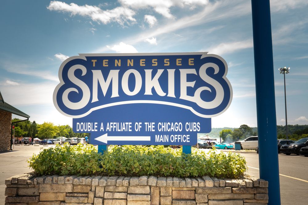 Welcome sign of the Tennessee Smokies Stadium
