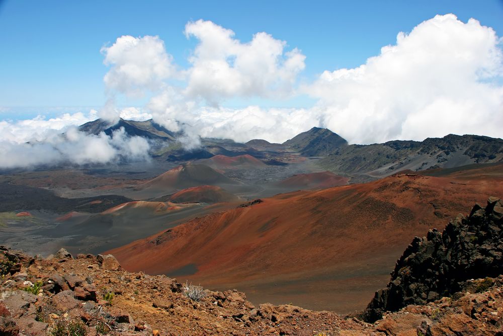 View of the Kula mountains from Haleakala National Park