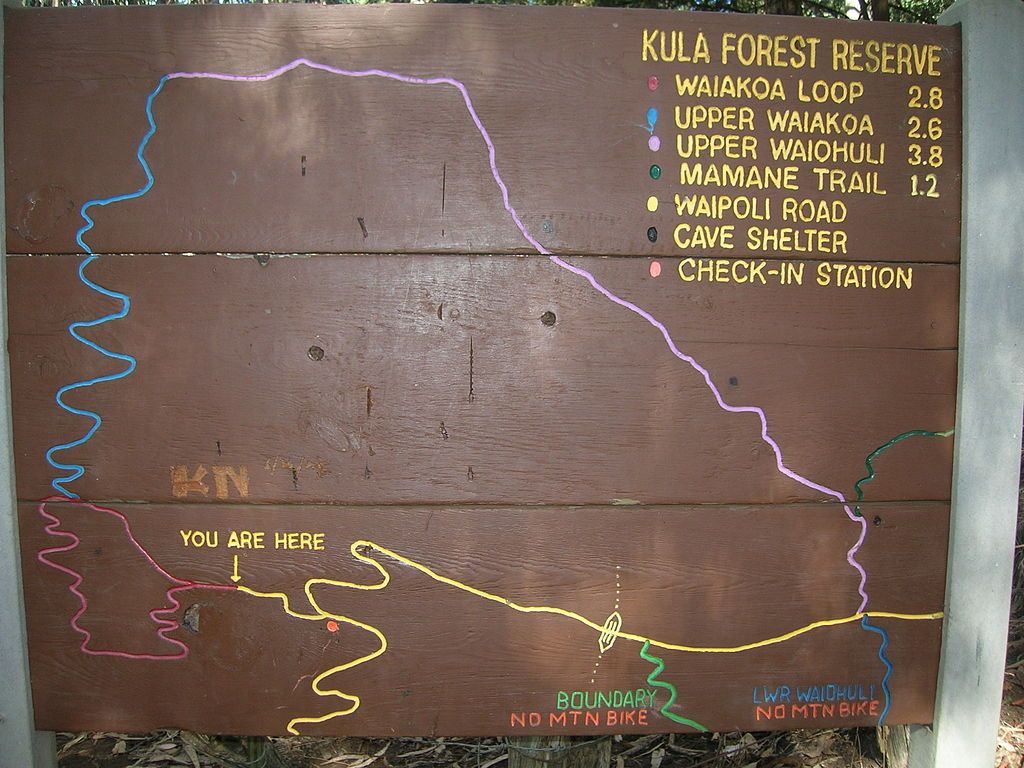 Trail maps at Kula Forest Reserve