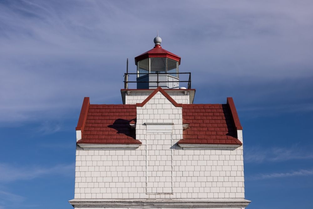 The top part of the Kewaunee Pierhead Lighthouse