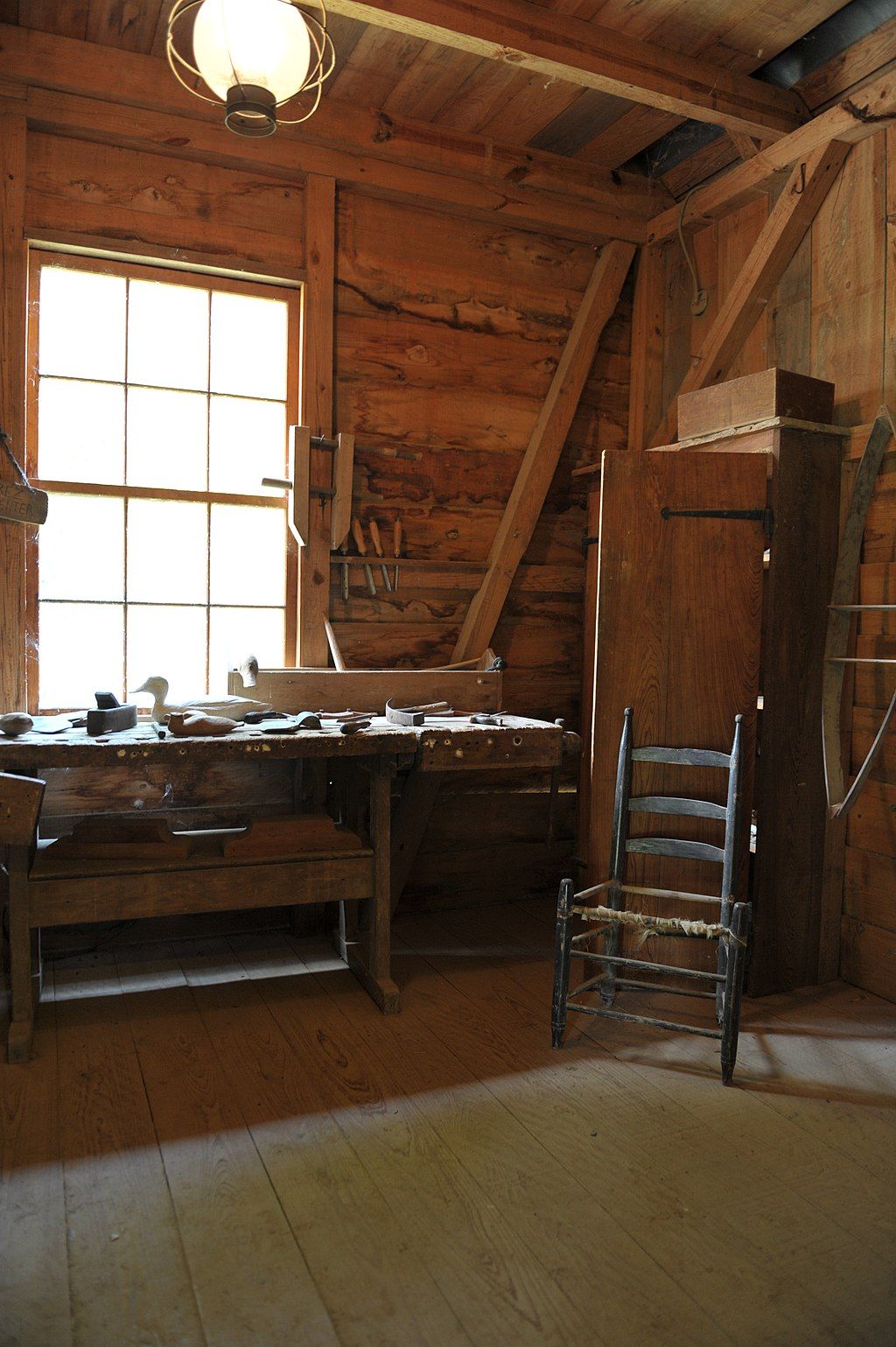 Interior of a wood workshop in Vermilionville Historic Village