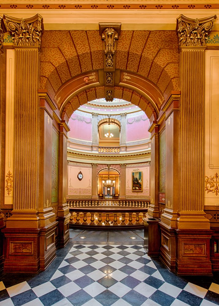 Arched hallway inside the State Capitol Building