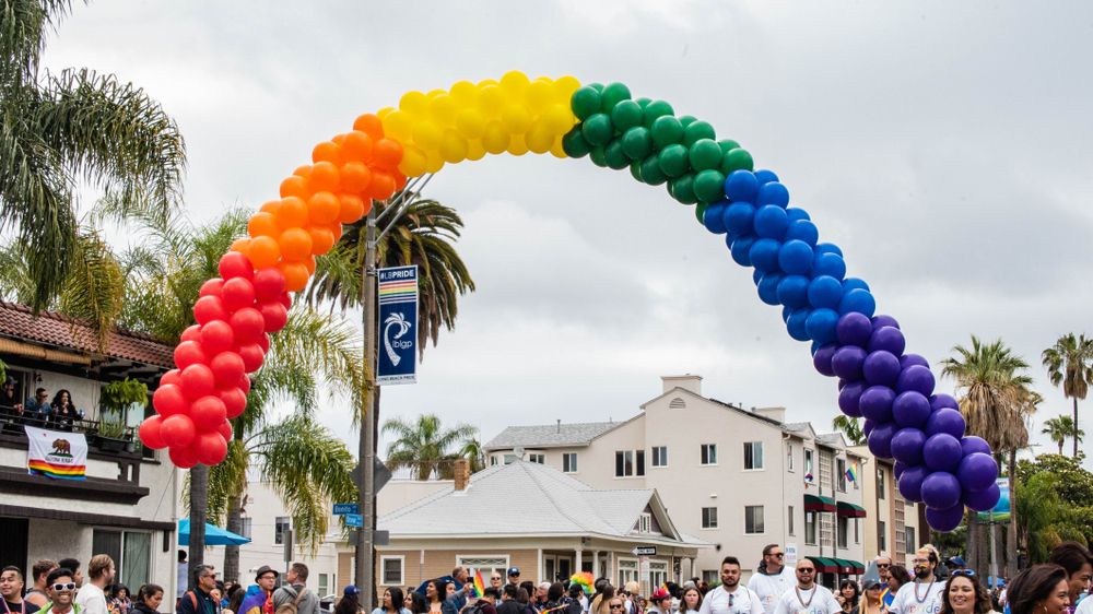 Balloon arch during the Long Beach Pride