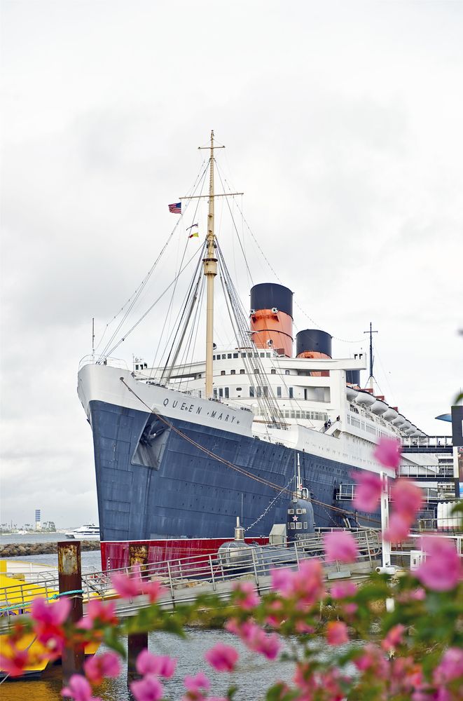 View of the docked RMS Queen Mary