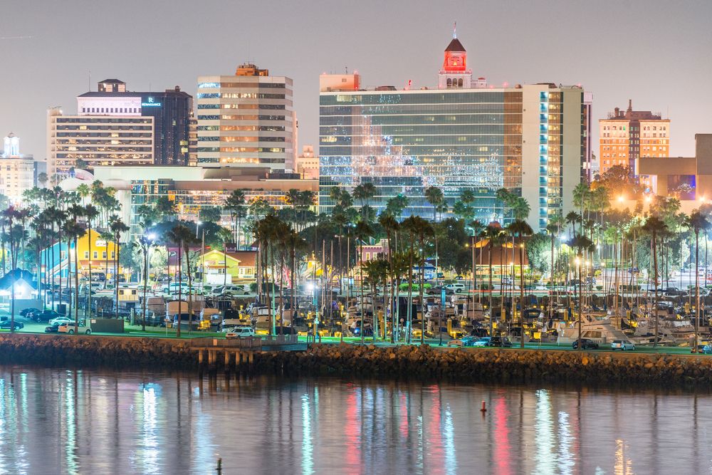 View of Downtown Long Beach at night