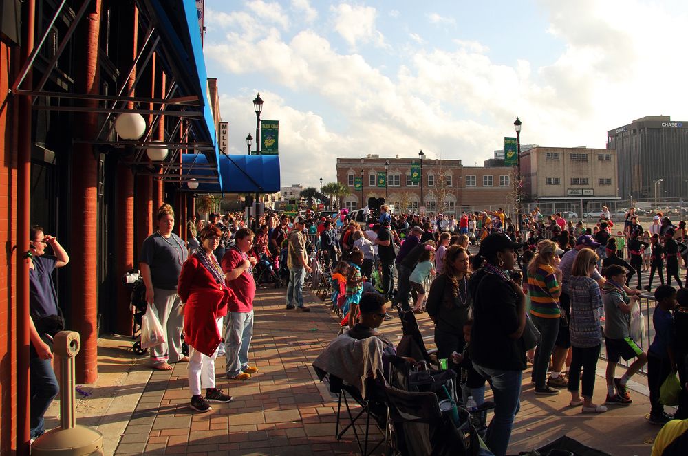 Crowd enjoying the Krewes Mardi Gras Parade