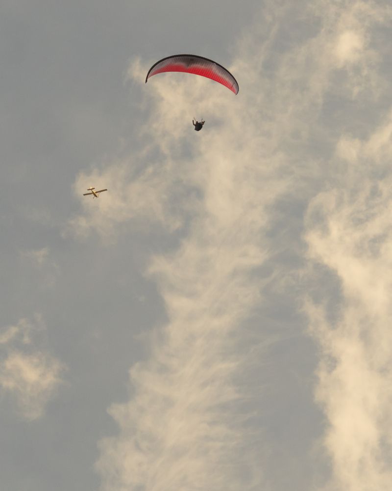 A skydiver at Lake Elsinore