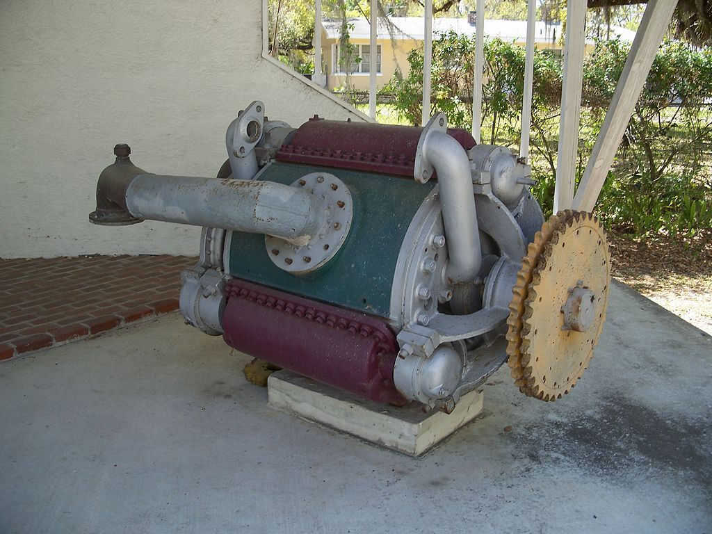 A boat rotary engine displayed on LaBelle Heritage Museum's grounds