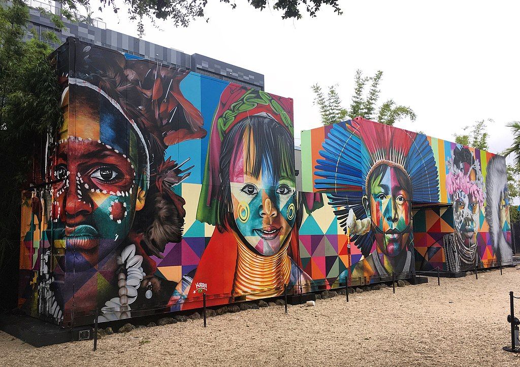Indigenous people mural in Wynwood Walls