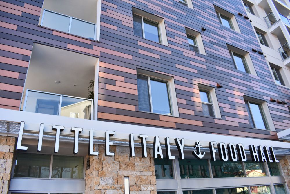 Building sign of Little Italy Food Hall