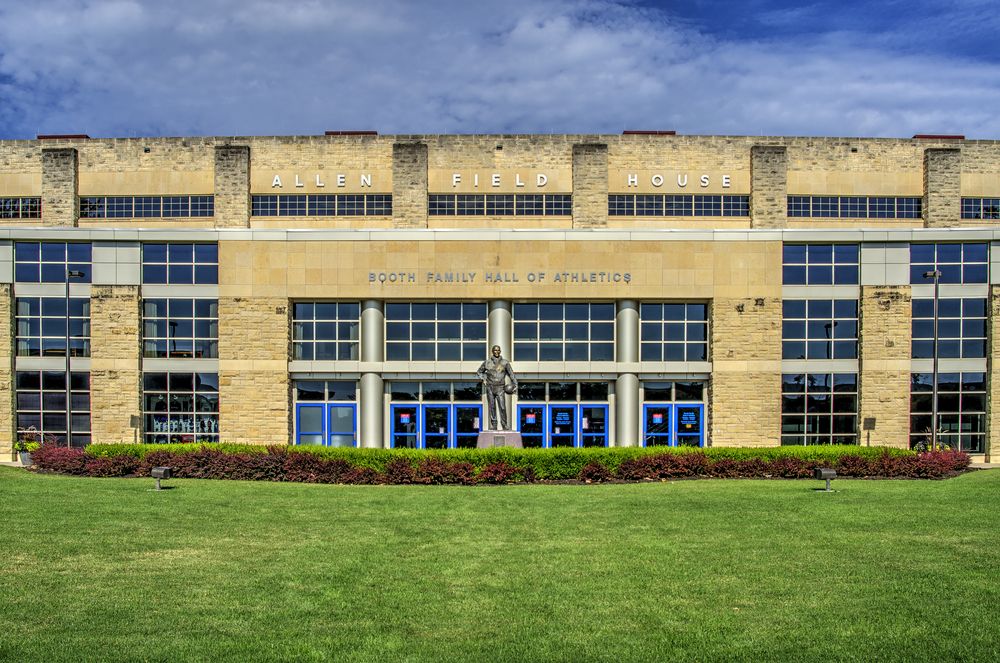 Front view of Allen Fieldhouse's exterior