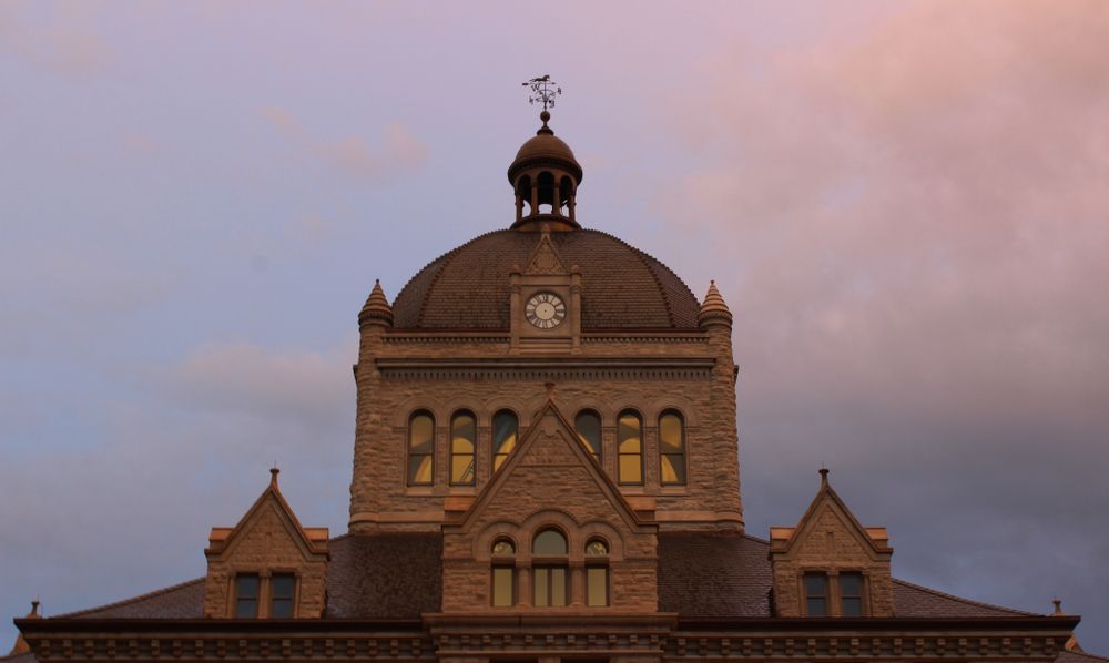 Clock tower of the Old Fayette County Courthouse