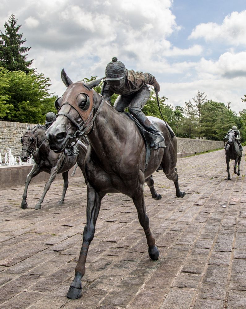 Close view of a statue at Thoroughbred Park