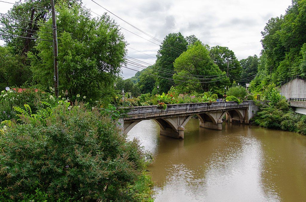 Aerial view of Lake Lure Flowering Bridge