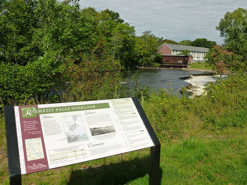 History board at Wamesit Falls Overlook