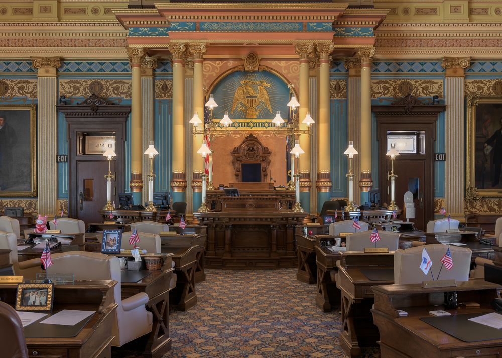 Senate chamber in the Michigan State Capitol