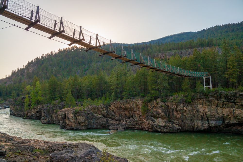 Side view of Kootenai Falls & Swinging Bridge
