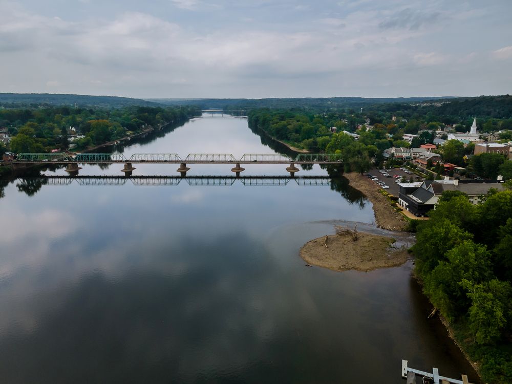 Aerial view of New Hope-Lambertville Toll-Supported Bridge
