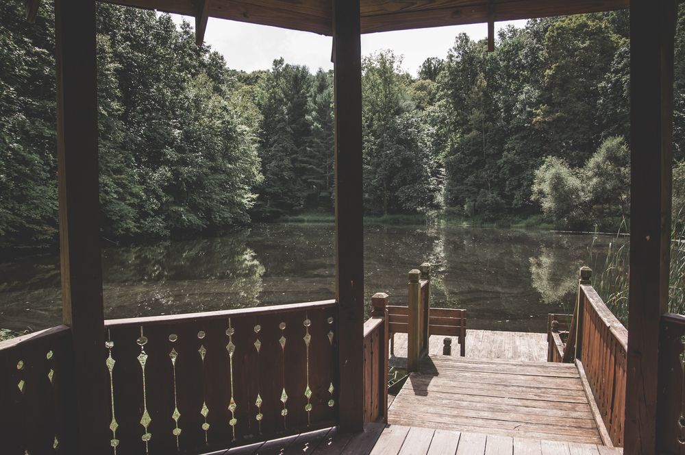Wooden deck of Boch Hollow State Nature Preserve's gazebo
