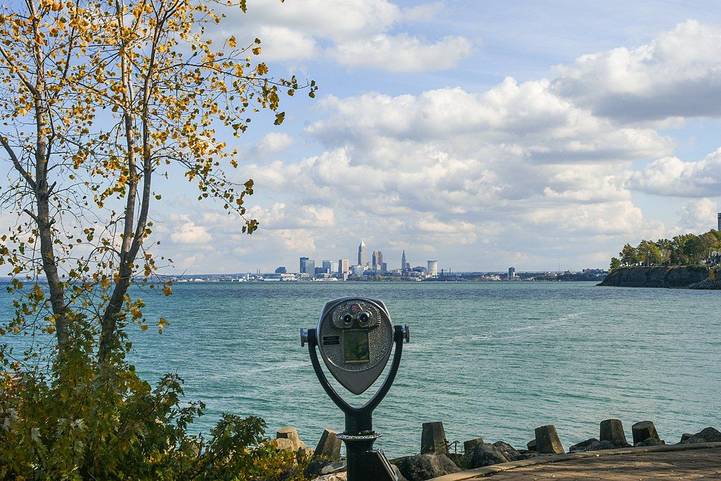 Binoculars overlooking the waters at Lakewood Park