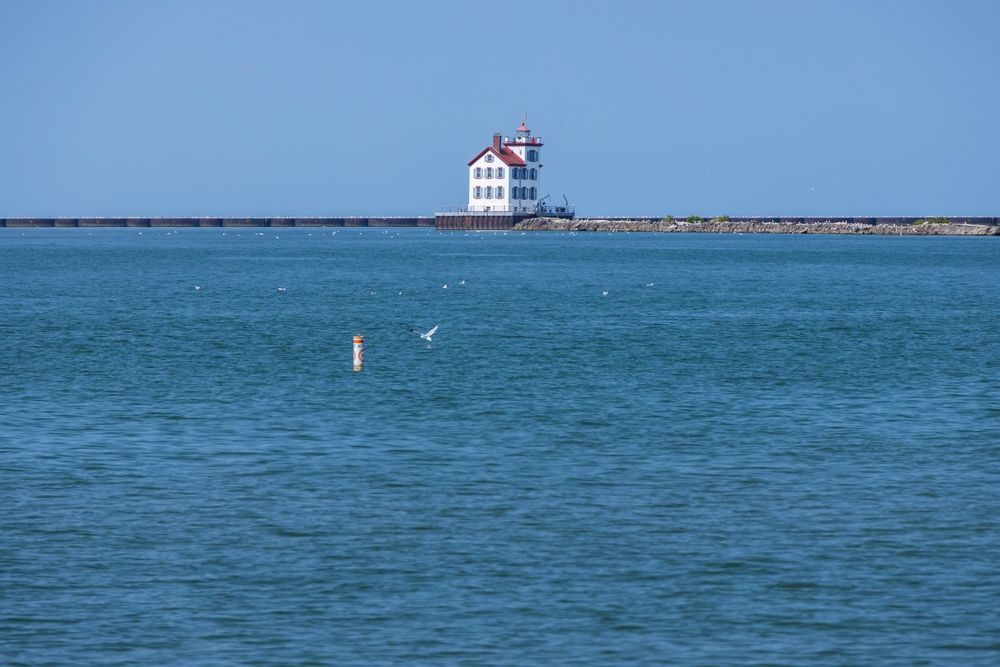 Far view of Lorain Harbor Lighthouse