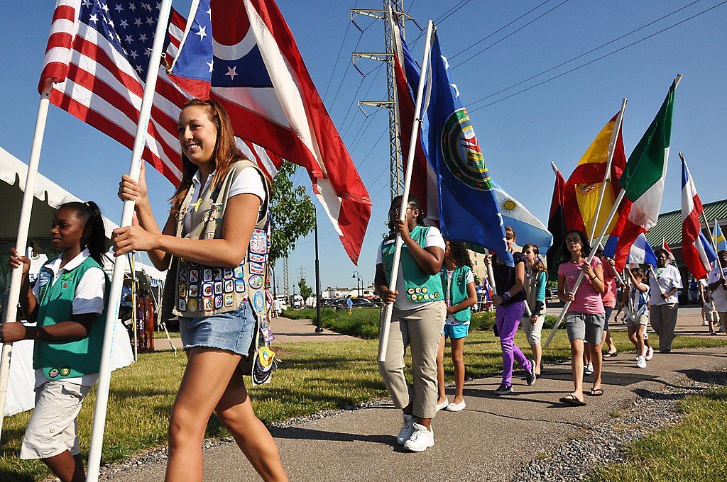 Girl scouts at Lorain International Festival's opening