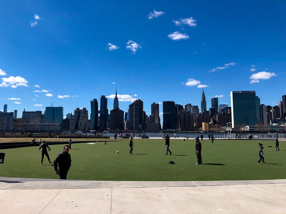People playing at the hunter's point grounds.