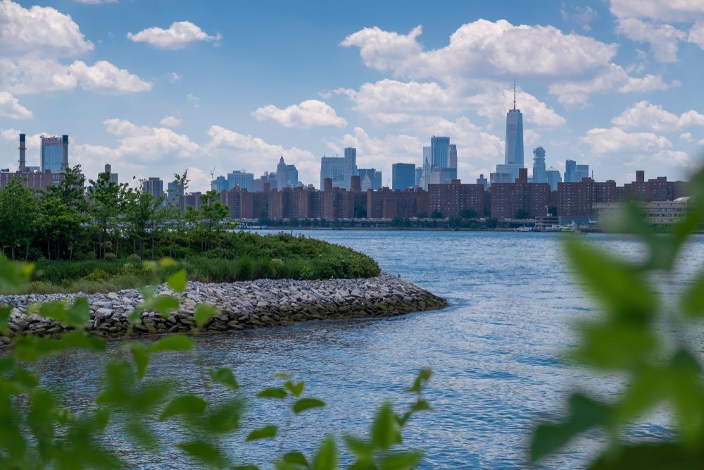 Hunter's point view of a river and buildings.