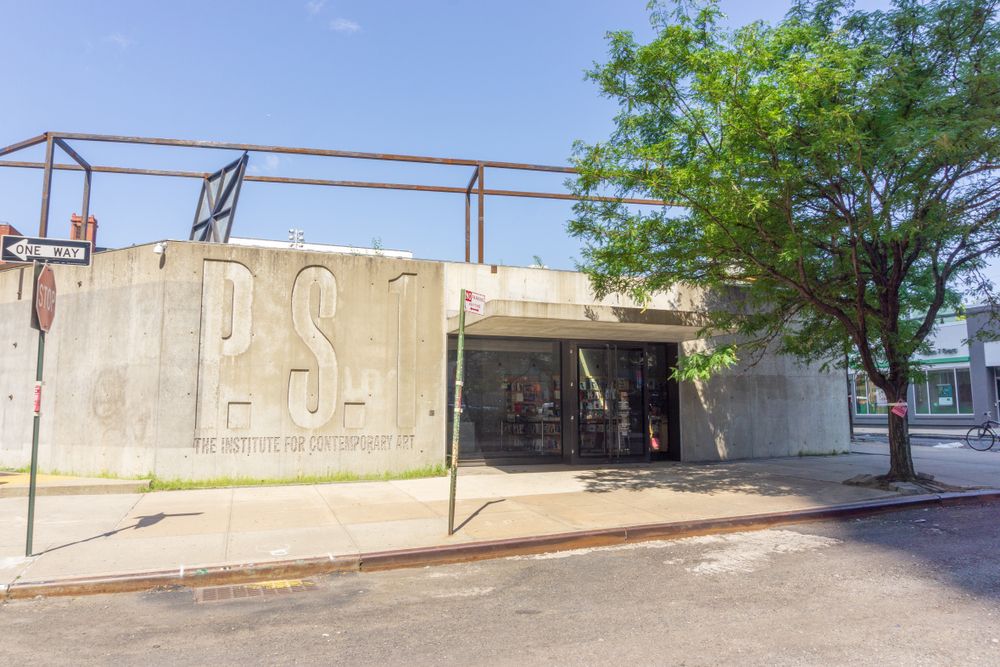 MoMA PS1 concrete wall with entrance.
