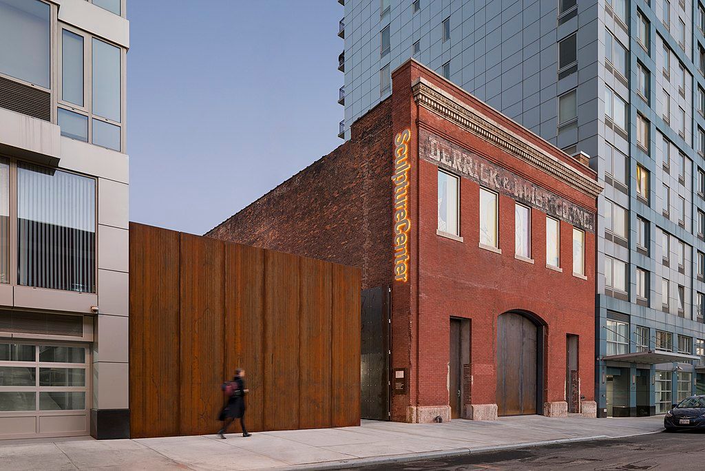 Exterior of the red colored sculpturecenter building.