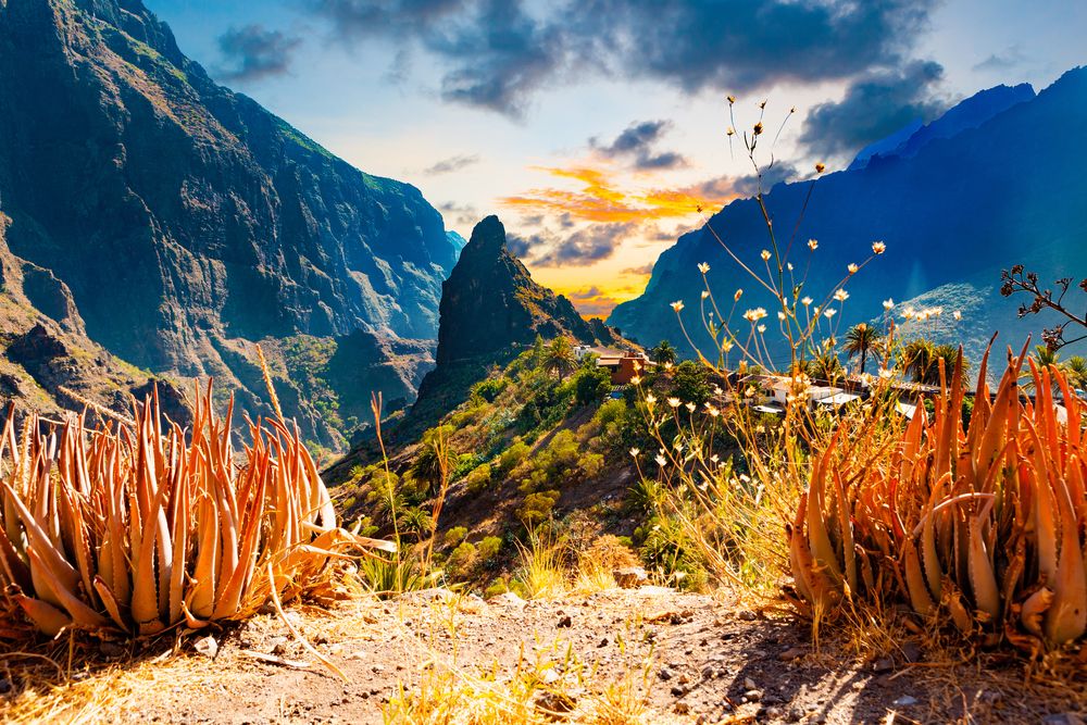 Scenic View of Masca Mountain and Valley