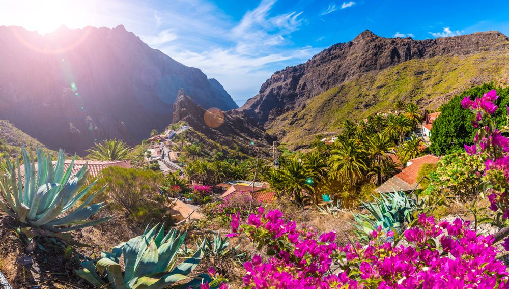 Scenic View of Masca Mountain and Valley