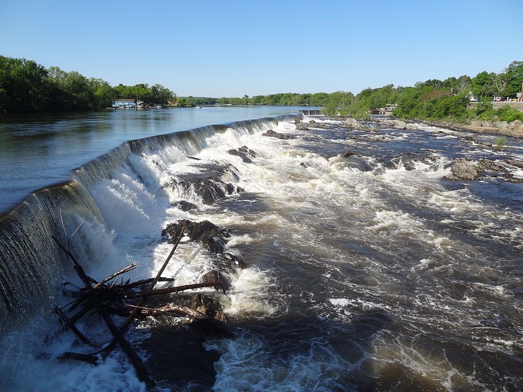 The rushing waters of Pawtucket Falls