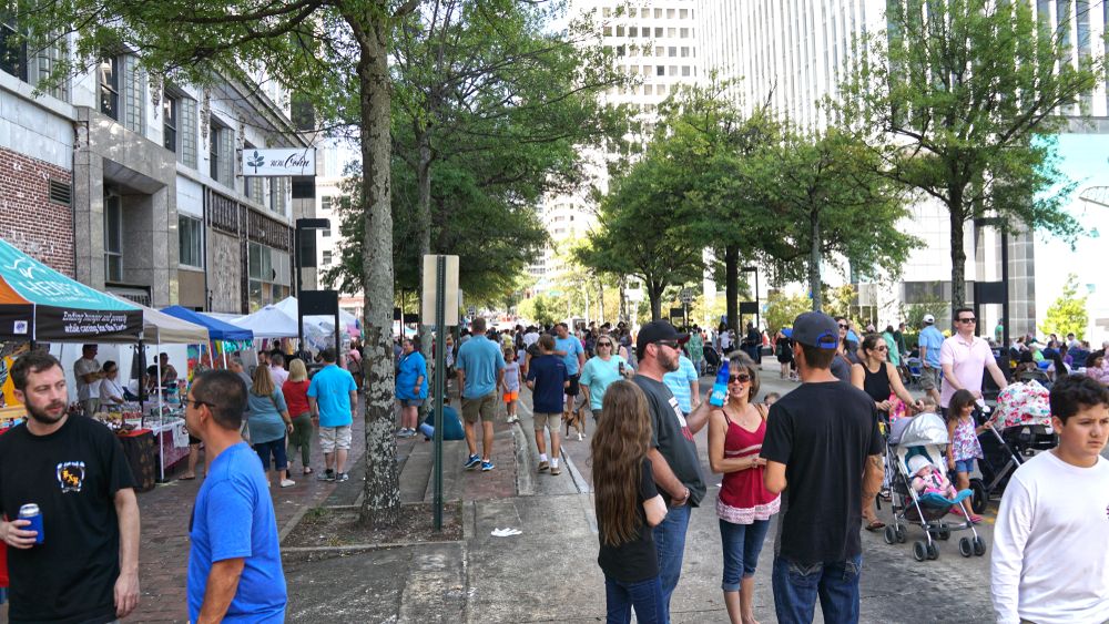 People at Downtown Little Rock during a festival