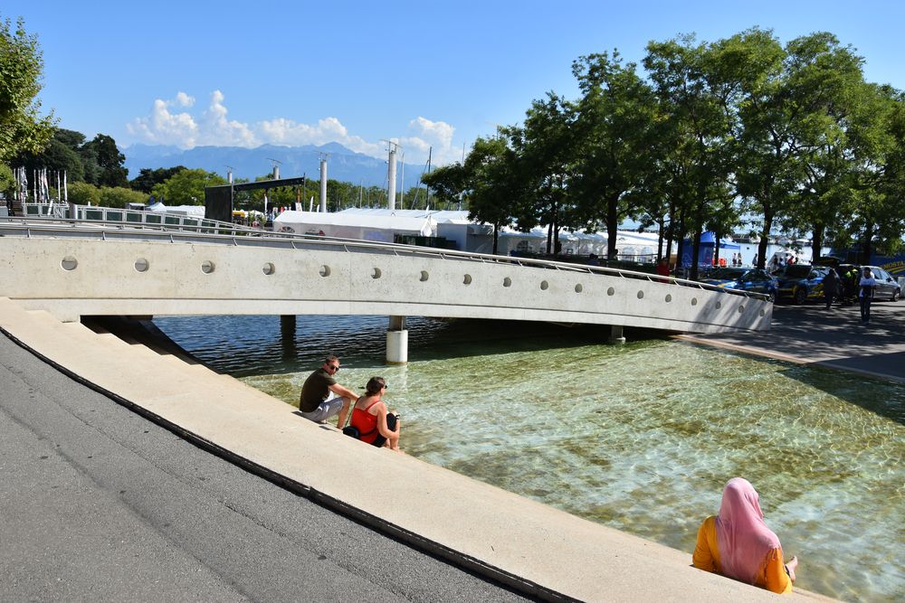 Pedestrian bridge at Ouchy Neighborhood and Promenade