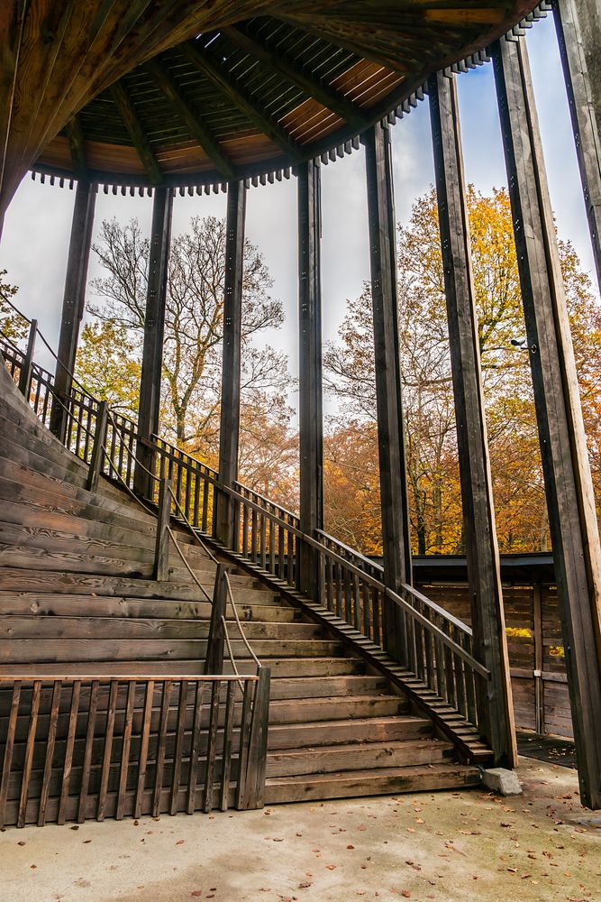 Wooden spiral staircase of Sauvabelin Tower