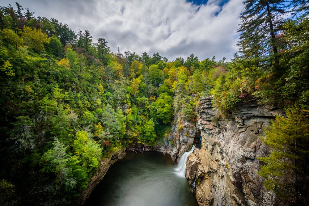 Aerial view of Linville Falls