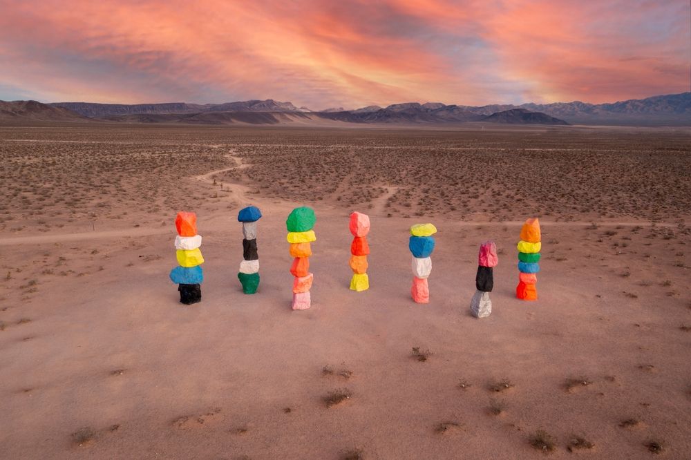 Aerial view of the Seven Magic Mountains