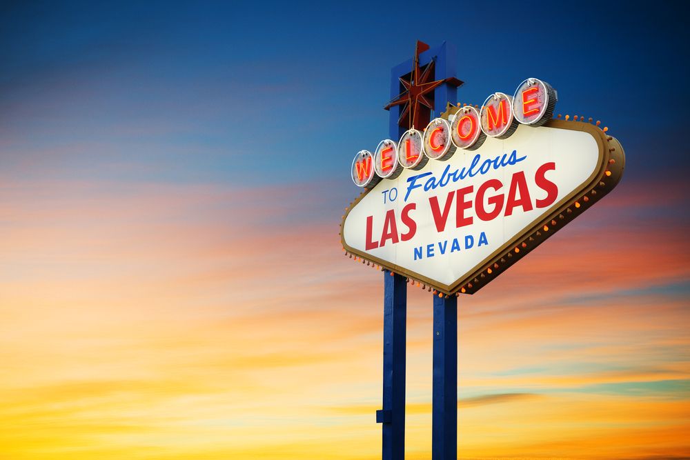 Sunset over the Welcome to Fabulous Las Vegas Sign