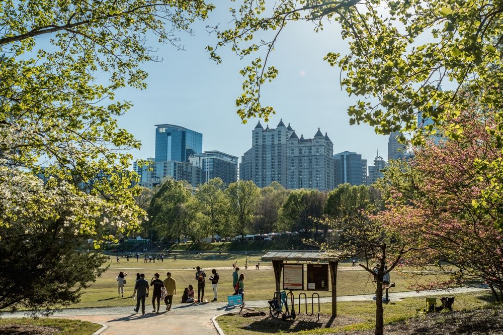 People at Piedmont Park during the Atlanta Dogwood Festival