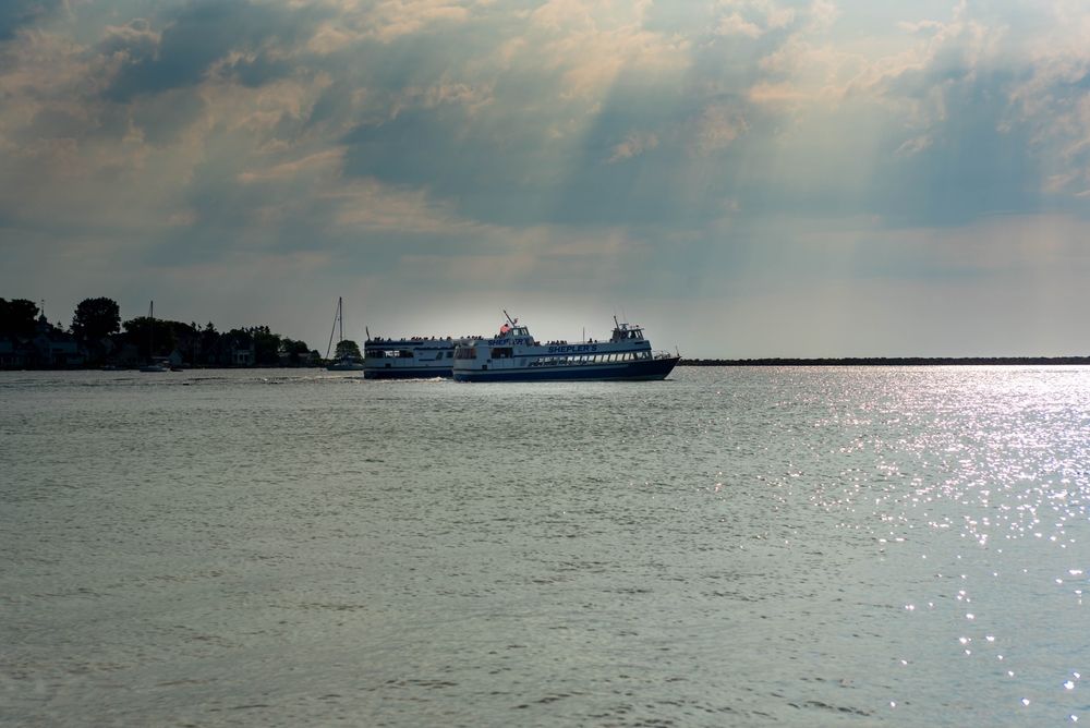 Two Shepler's Mackinac Island Ferry leaving Mackinaw