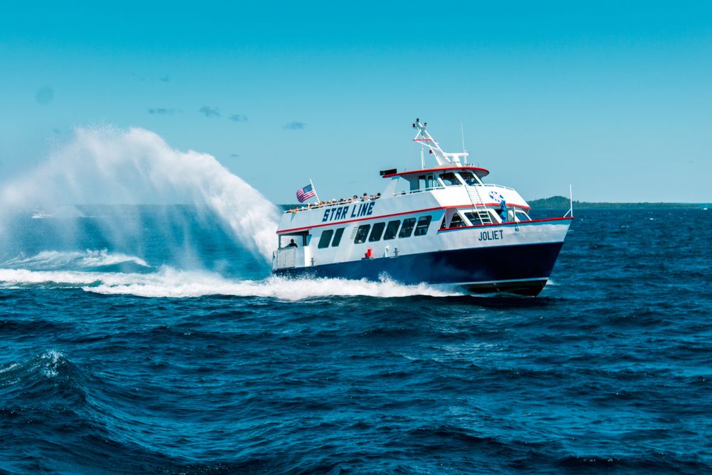 The Star Line Mackinac Island Ferry on the waters of Lake Michigan