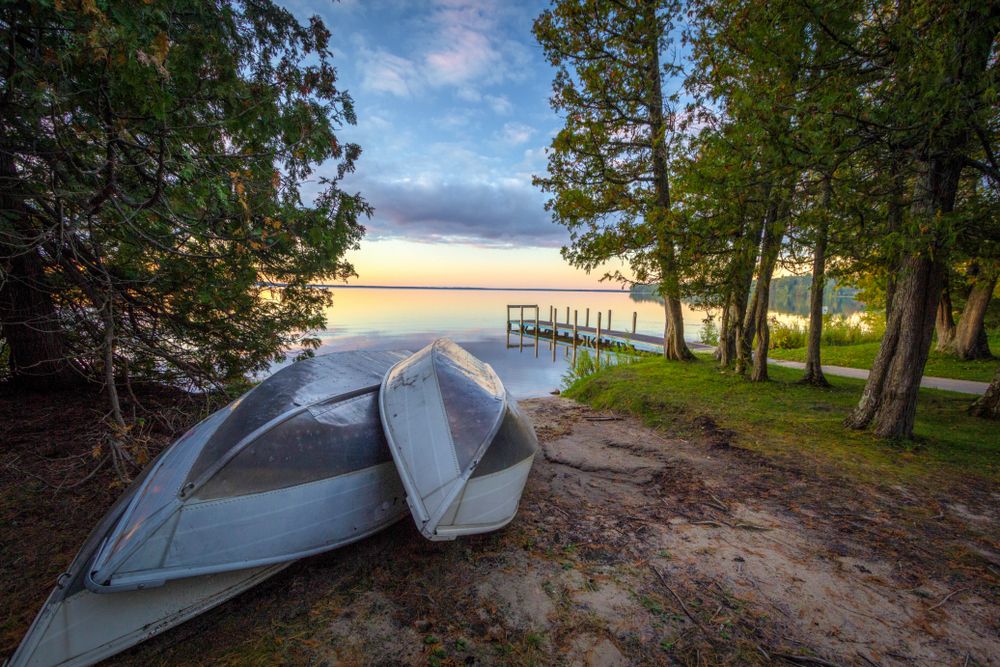 Rowboats on Indian Lake State Park's shore